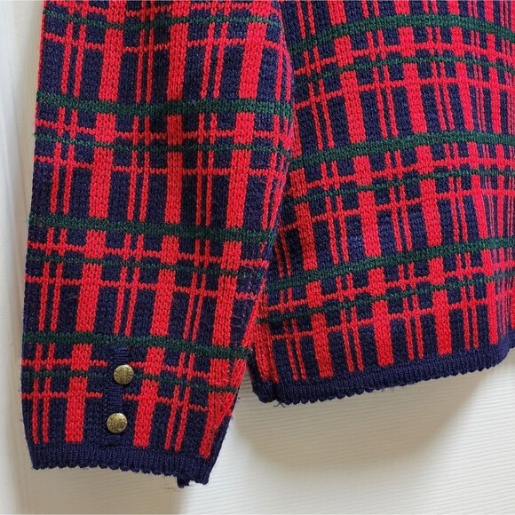 Hasting & Smith Sweater Women SP Red Plaid Knit Cardigan Button Pockets Long Slv - Picture 6 of 9